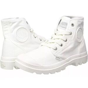Palladium Pampa HI Sneakers Shoes Boots Canvas‎ Women's 6.5 Star White 37.5 NEW